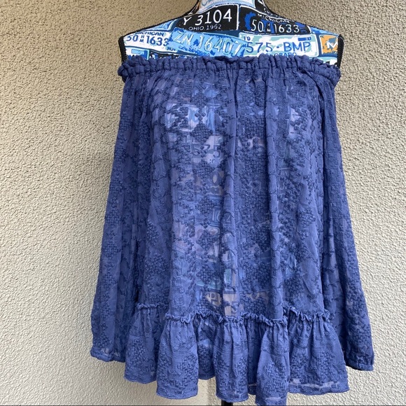 Rebecca Taylor Embroidery Chiffon Off Shoulder Top - Picture 3 of 8